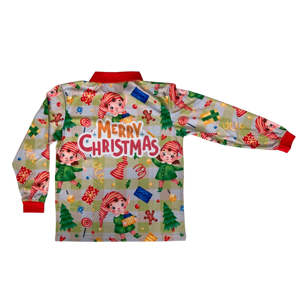 Mens/Womens Christmas Fishing Shirt Elf Yellow Check - Image 2