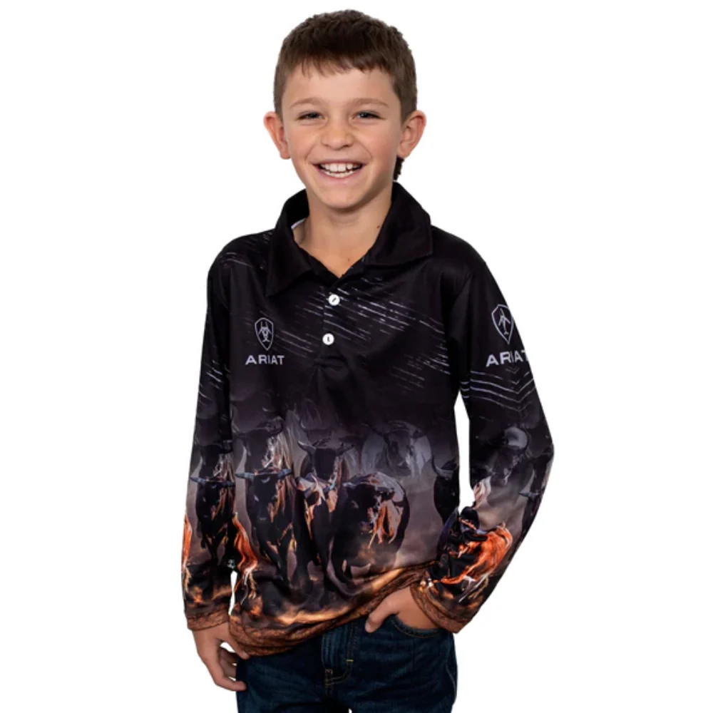 Ariat Boys Cattle Herd LS Fishing Shirt