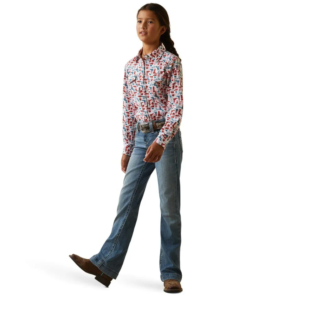 Ariat Girls Blazin Boots Snap Front LS Shirt - Image 3