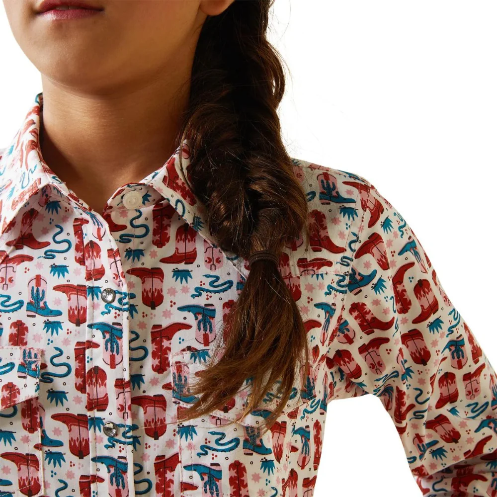 Ariat Girls Blazin Boots Snap Front LS Shirt - Image 4