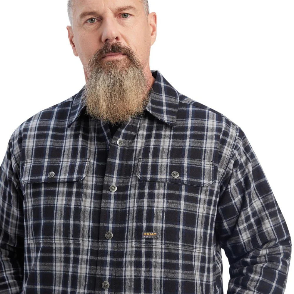 Ariat Mens Rebar Durastretch Flannel Jacket - Image 3