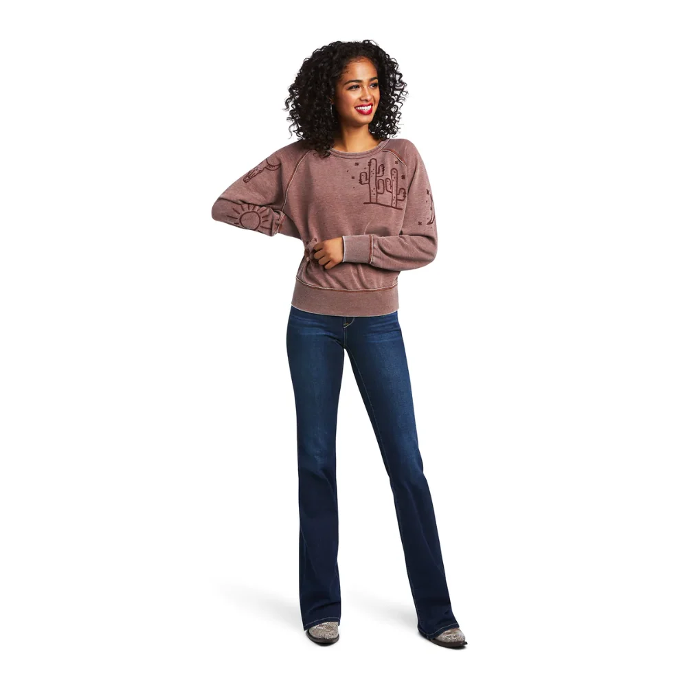 Ariat Womens American Stories Crew Neck LS Tee - Image 3