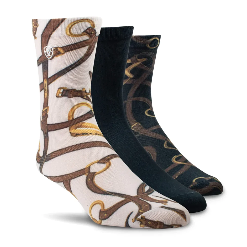 Ariat Womens Novelty Crew Socks 3pk - Image 2