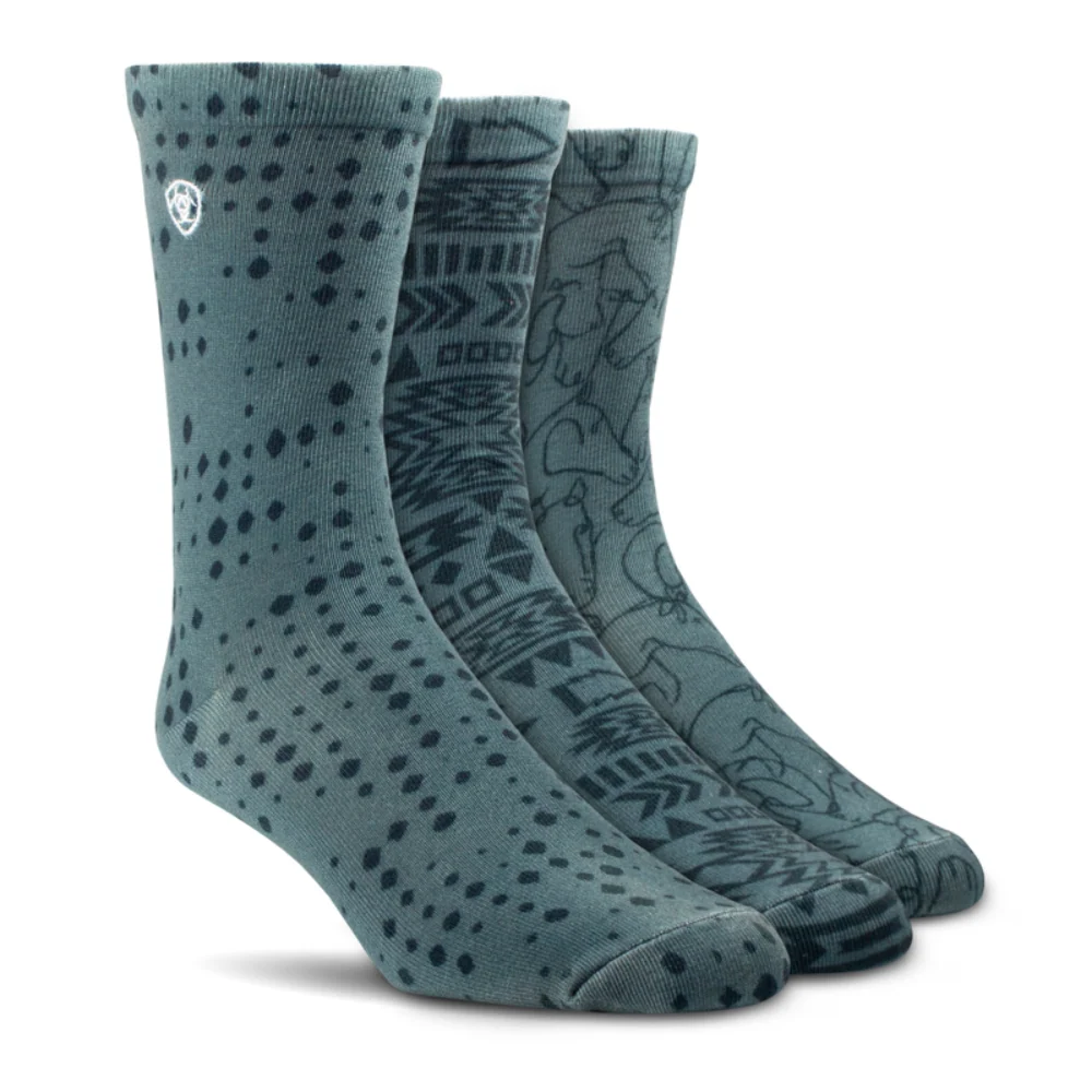 Ariat Womens Novelty Crew Socks 3pk