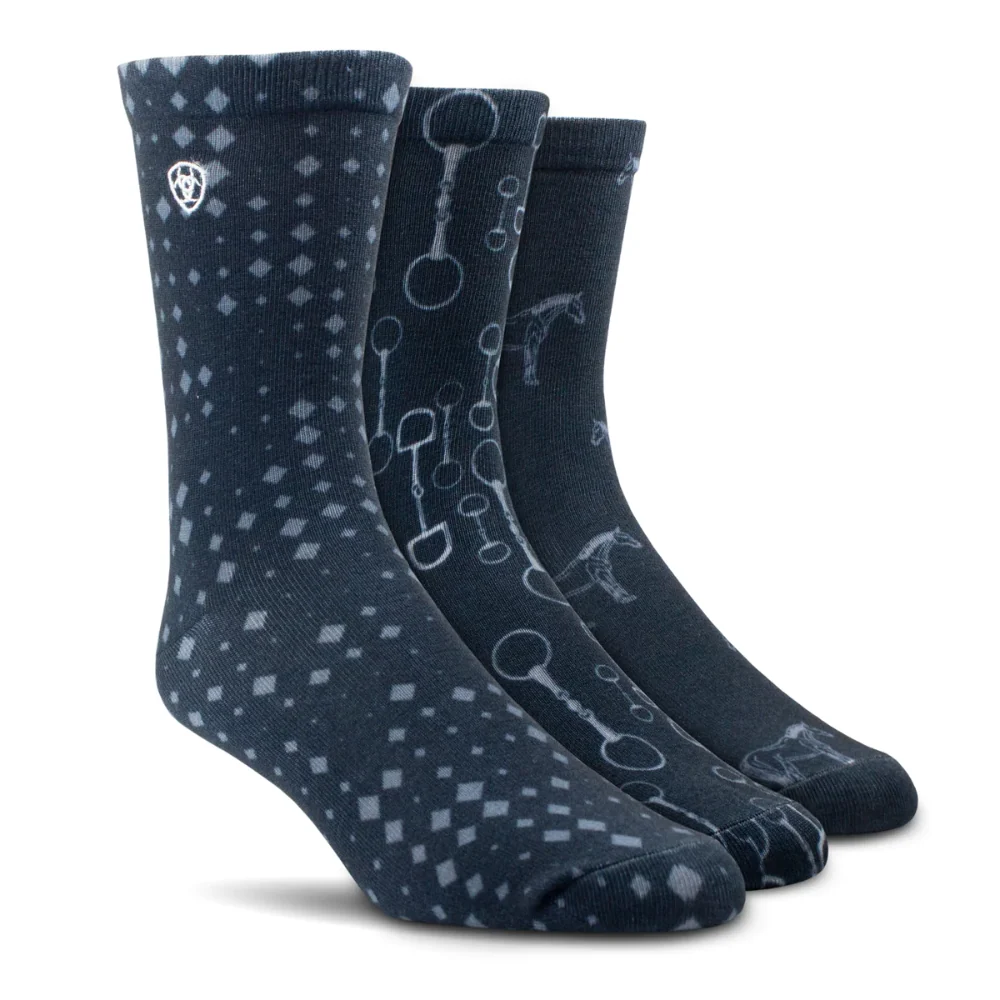 Ariat Womens Novelty Crew Socks 3pk