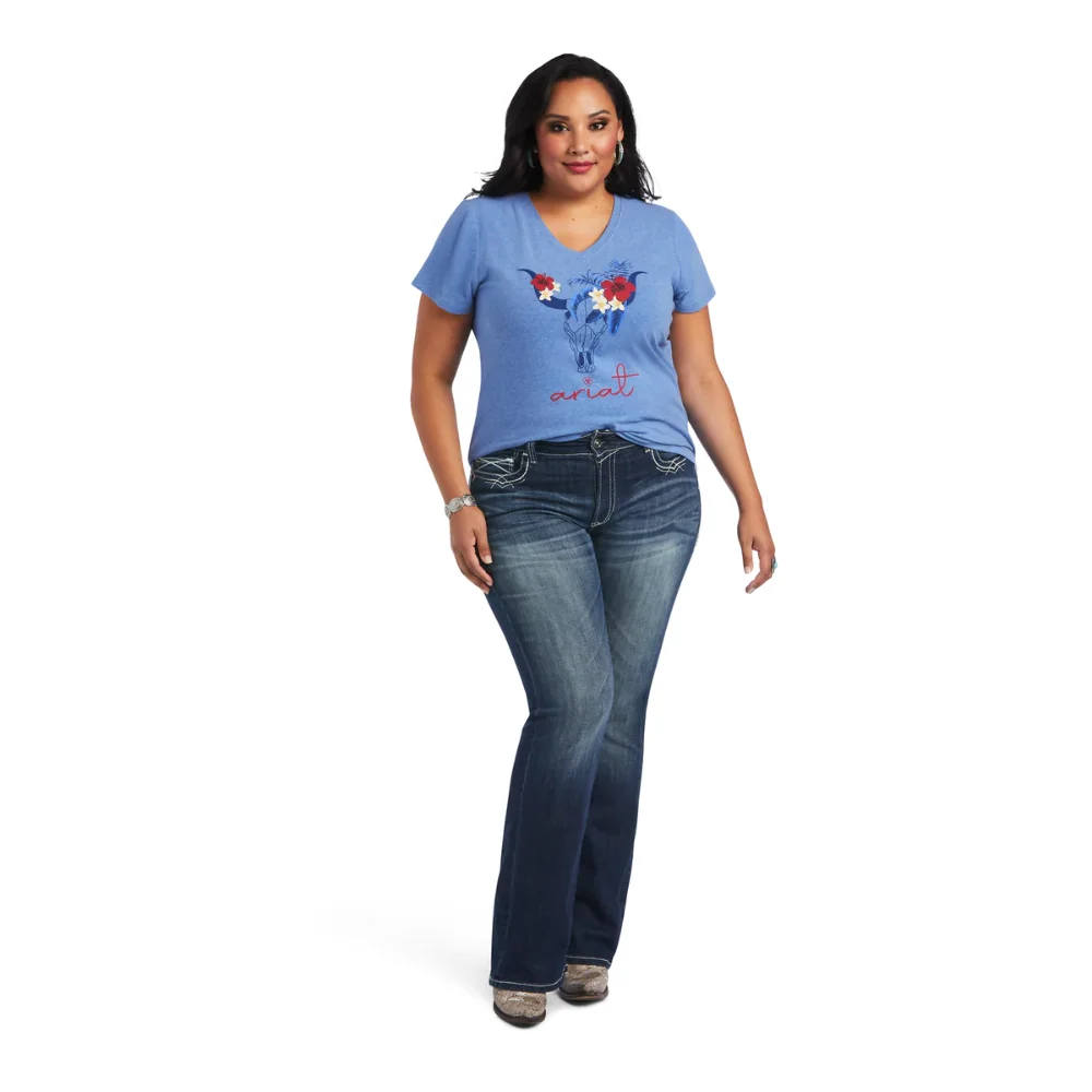 Ariat Womens REAL Tropical Steerhead SS Tee - Image 5