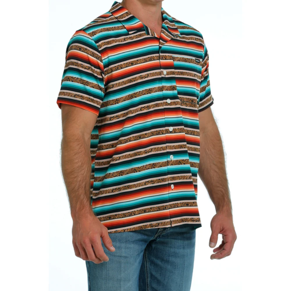 Cinch Mens Western Camp SS Shirt - Image 2