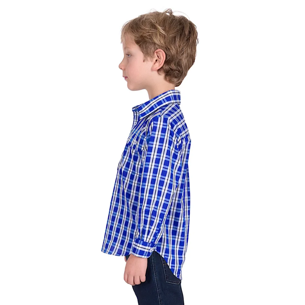 Hard Slog Boys Levers Check Half Button Shirt - Image 3