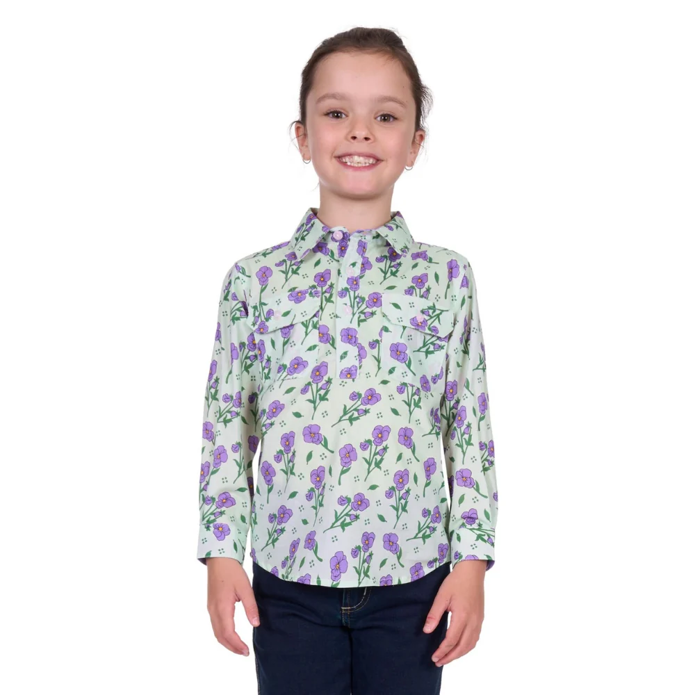 Hard Slog Girls Lynn Half Button LS Shirt - Image 2