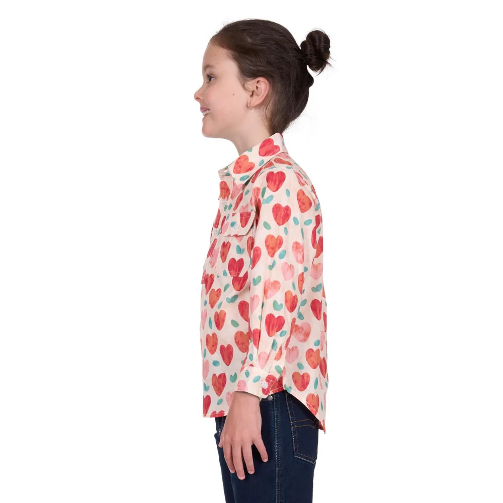 Hard Slog Girls Mira Heart Half Button LS Shirt - Image 3