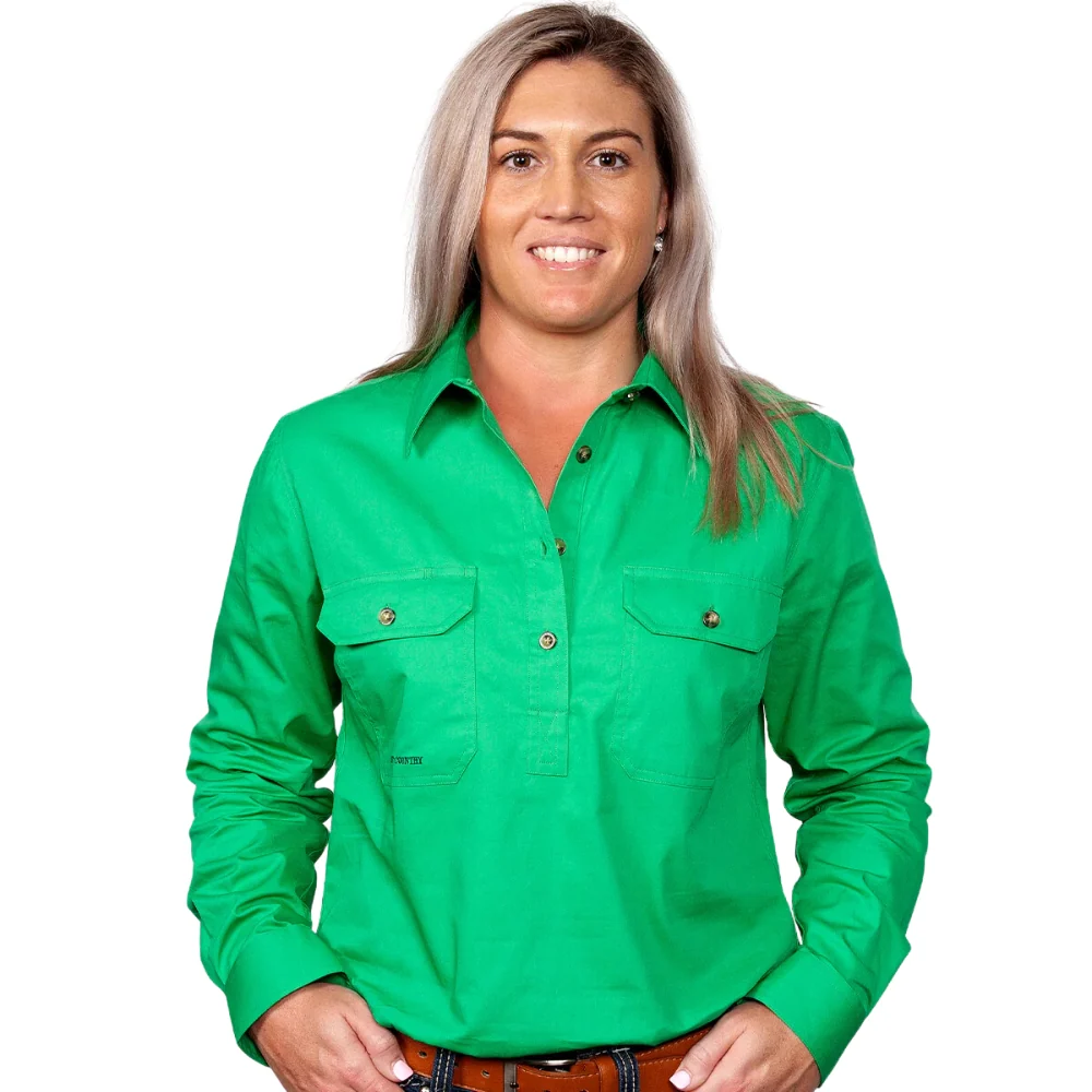 Just Country Womens Jahna 1/2 Button Workshirt