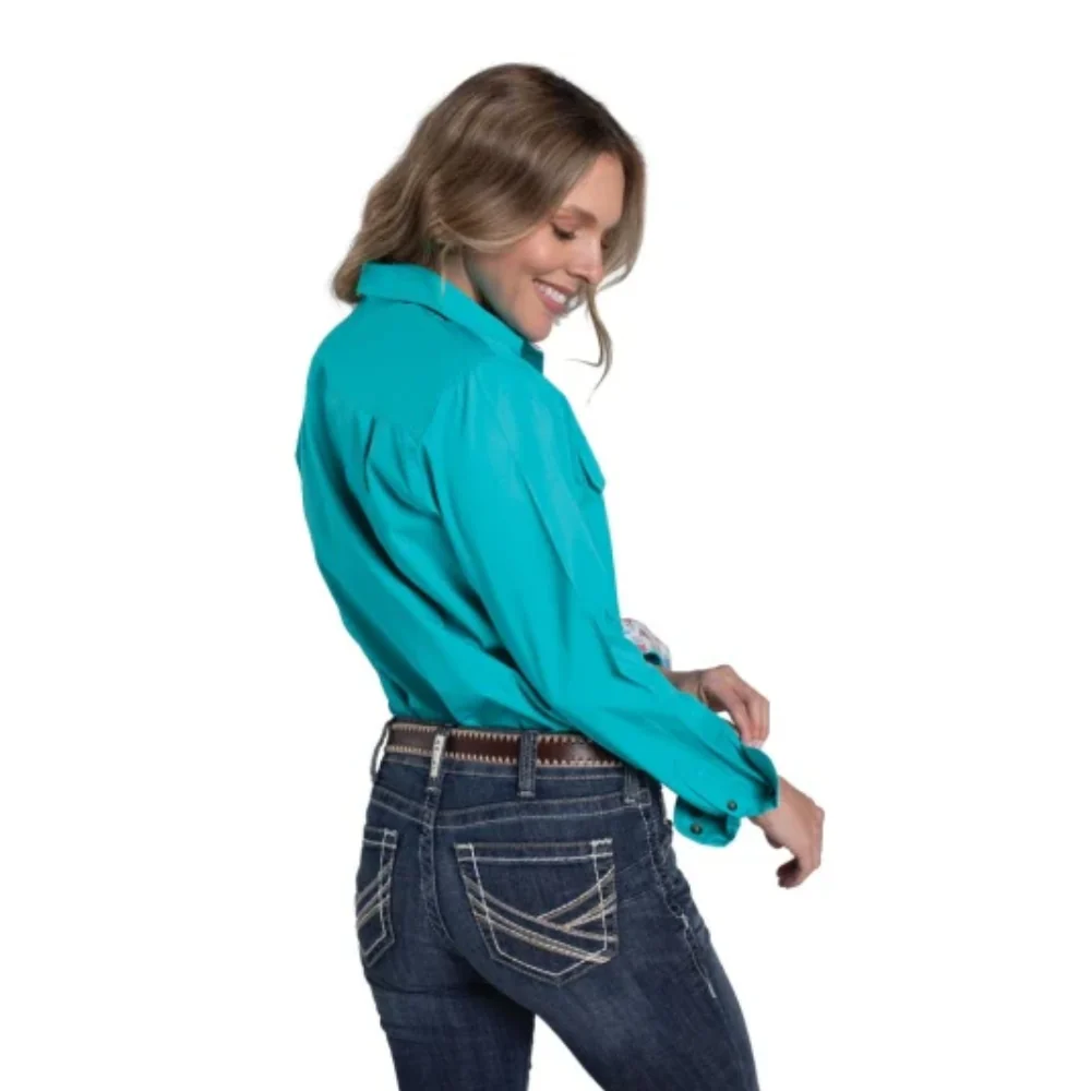 Just Country Womens Jahna Trim 1/2 Button Workshirt - Image 2