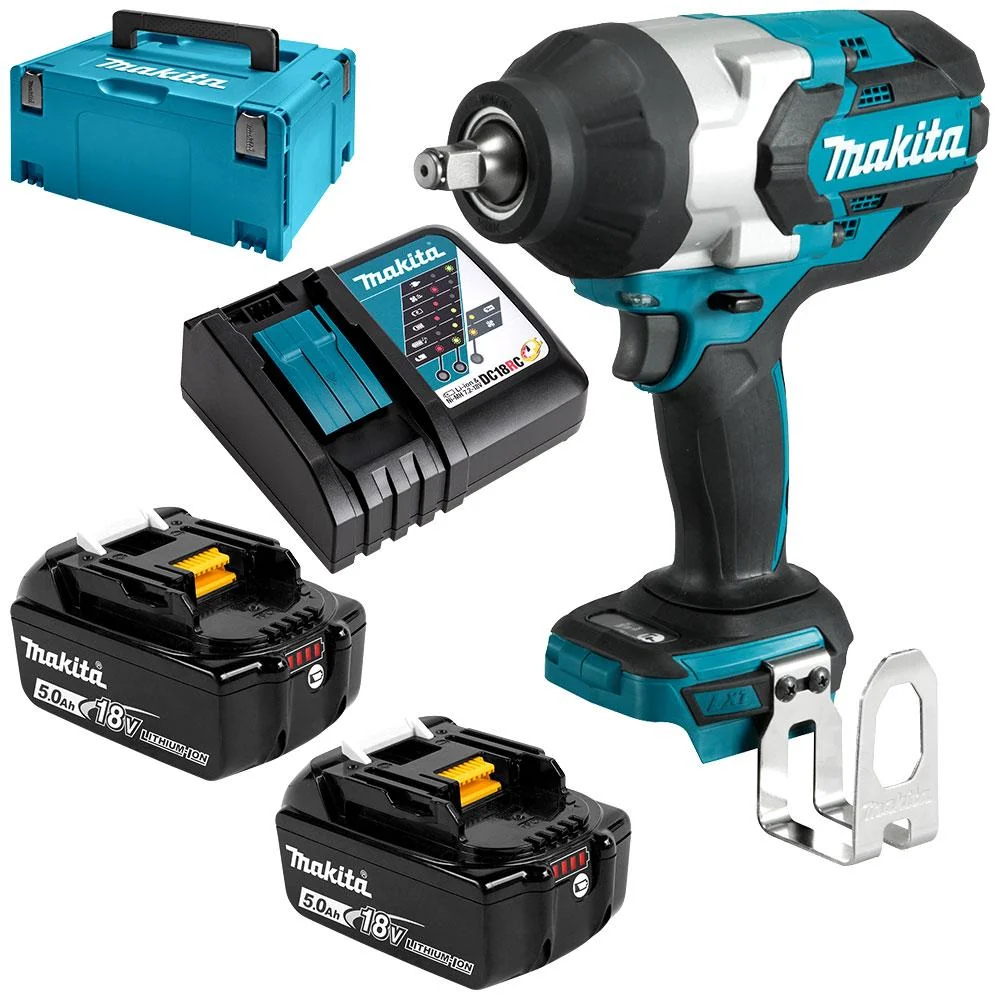 Makita Impact Wrench Kit 1/2in BL 1000Nm 2x5.0AhBatt/Charger 18V DTW1002RTJ