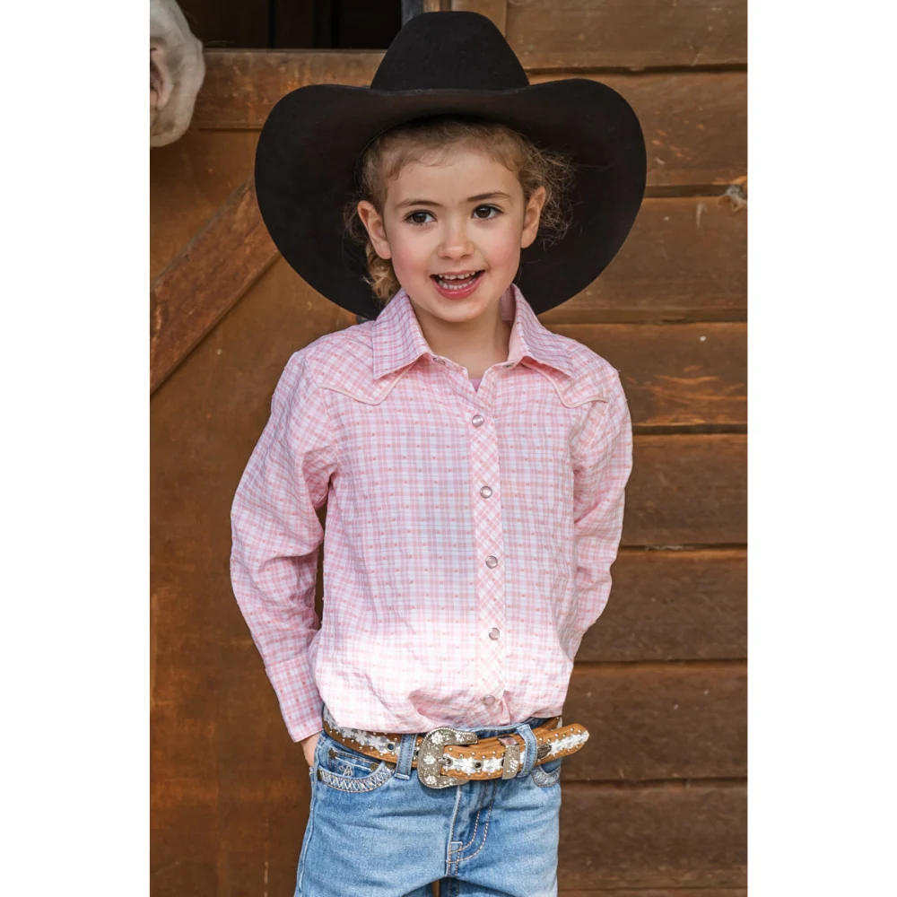 Pure Western Girls Olivia Check LS Shirt - Image 4