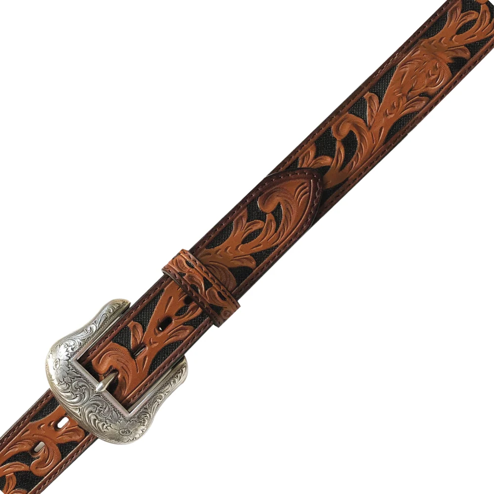 Roper Mens Tooled Leather Belt - Image 2